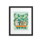 Play Date, Monkeys Jungle Playing Animals, Mischievous Wildlife Forest Tropical Nature, Funny Cute Snake Adventure, Bohemian Quirky Illustration Painting Framed Art Print Gallery Image 5