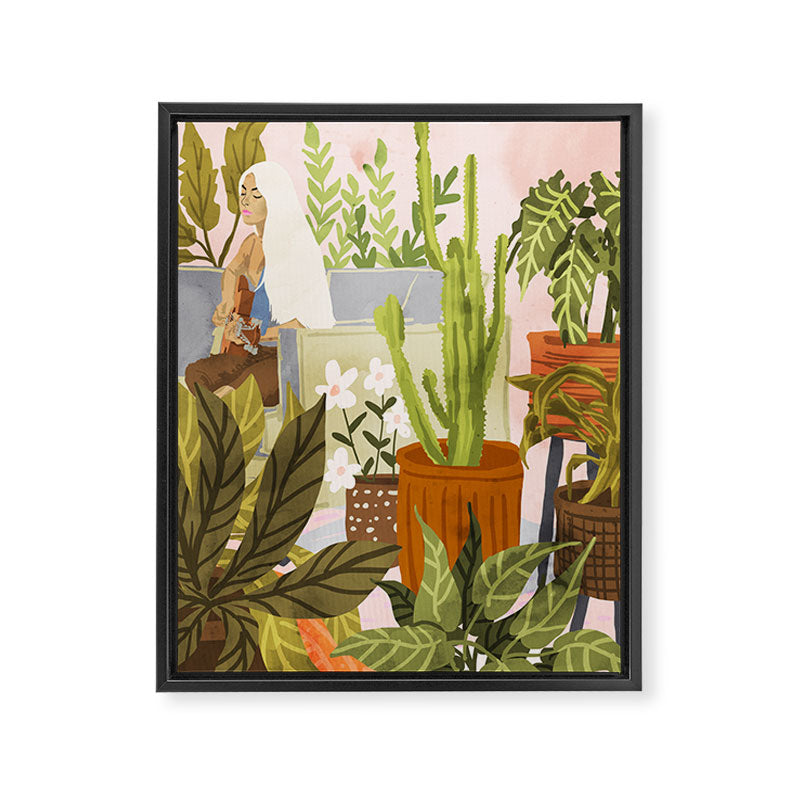 Playing For My Plants Framed Canvas Print Gallery Image 6