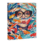 Point of View, Individuality Koi Fish Yoga Meditation, Woman Glasses Vision Concept, Fishpond Eclectic Vintage Painting Canvas Print Gallery Image 6