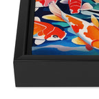 Point of View, Individuality Koi Fish Yoga Meditation, Woman Glasses Vision Concept, Fishpond Eclectic Vintage Painting Framed Canvas Print Gallery Image 3