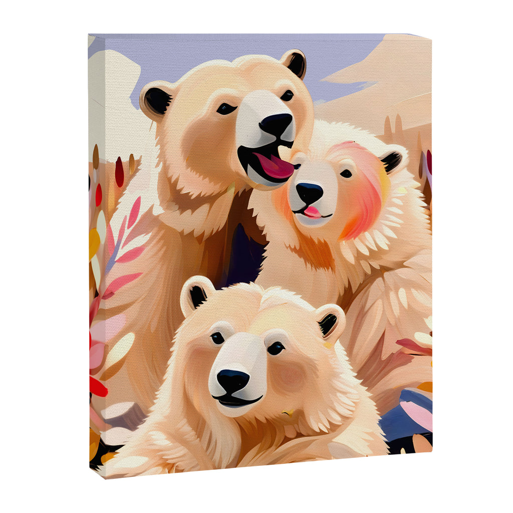 Polar Bears, Wildlife Animals Forest Wild, Jungle Bohemian Eclectic Boho, Winter North Pole Painting Canvas Print Gallery Image 6