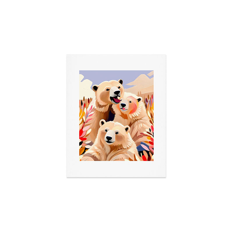 Polar Bears, Wildlife Animals Forest Wild, Jungle Bohemian Eclectic Boho, Winter North Pole Painting Art Print Gallery Image 1
