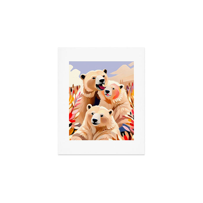 Polar Bears, Wildlife Animals Forest Wild, Jungle Bohemian Eclectic Boho, Winter North Pole Painting Art Print Gallery Image 1