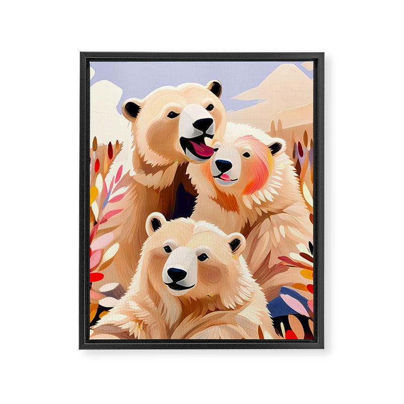 Polar Bears, Wildlife Animals Forest Wild, Jungle Bohemian Eclectic Boho, Winter North Pole Painting Framed Canvas Print Gallery Image 6