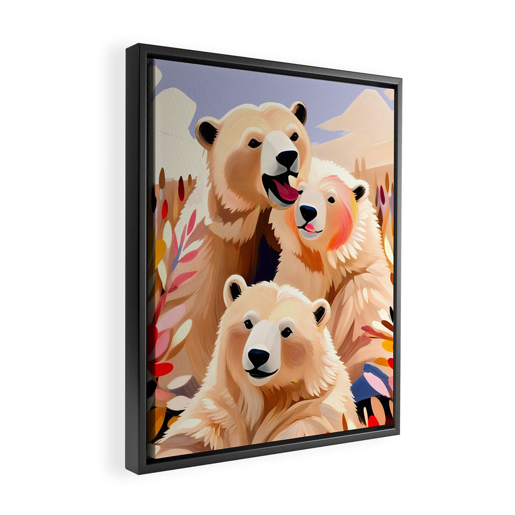 Polar Bears, Wildlife Animals Forest Wild, Jungle Bohemian Eclectic Boho, Winter North Pole Painting Framed Canvas Print Gallery Image 2