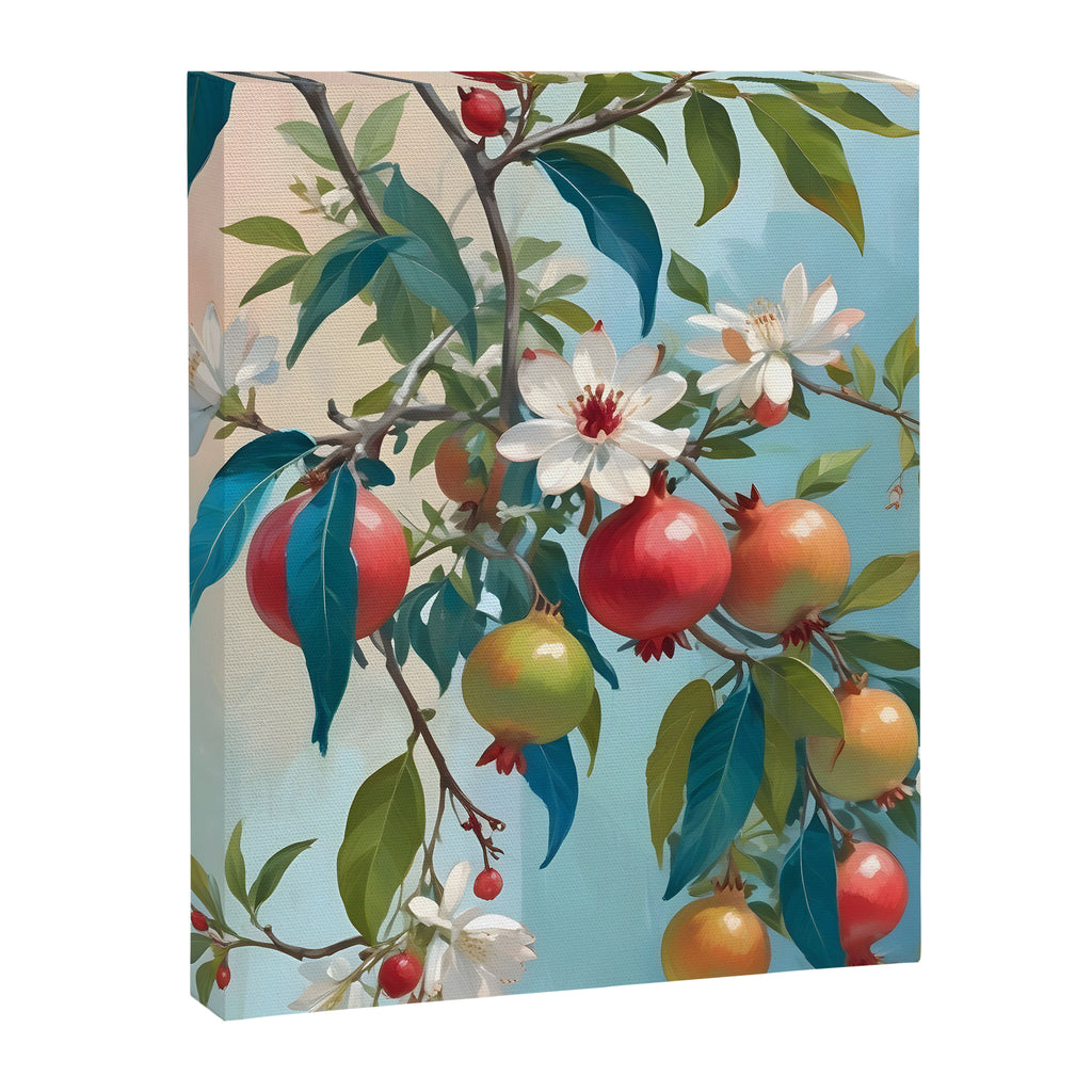 Pomegranate Sweetness, Botanical Vintage Illustration, Jungle Forest Plants Fruits, Food Blossom Garden Painting Canvas Print Gallery Image 6