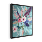 Powder Blue Blossom, Floral Subdued Pastel Teal Botanical Winter, Flowers Bloom Plants Illustration, Vintage Bohemian Chic Garden Painting  Framed Canvas Print Gallery Image 2