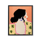 Profile, Bohemian Woman Casual Illustration, Eclectic Feminine Chic Pastel Painting, Girl Boss Lady Dress Up, Floral People Moods Framed Canvas Print Gallery Image 6