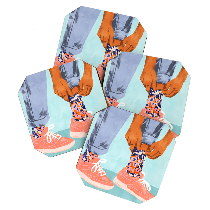 Pull Up Those Pretty Socks! | Optimism Hustle Positivity | Good Vibes Luck Pop Art Coaster Gallery Image 1