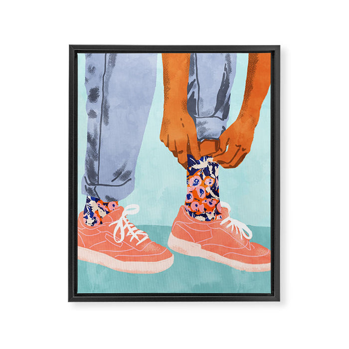 Pull Up Those Pretty Socks! | Optimism Hustle Positivity | Good Vibes Luck Pop Art Framed Canvas Print Gallery Image 1