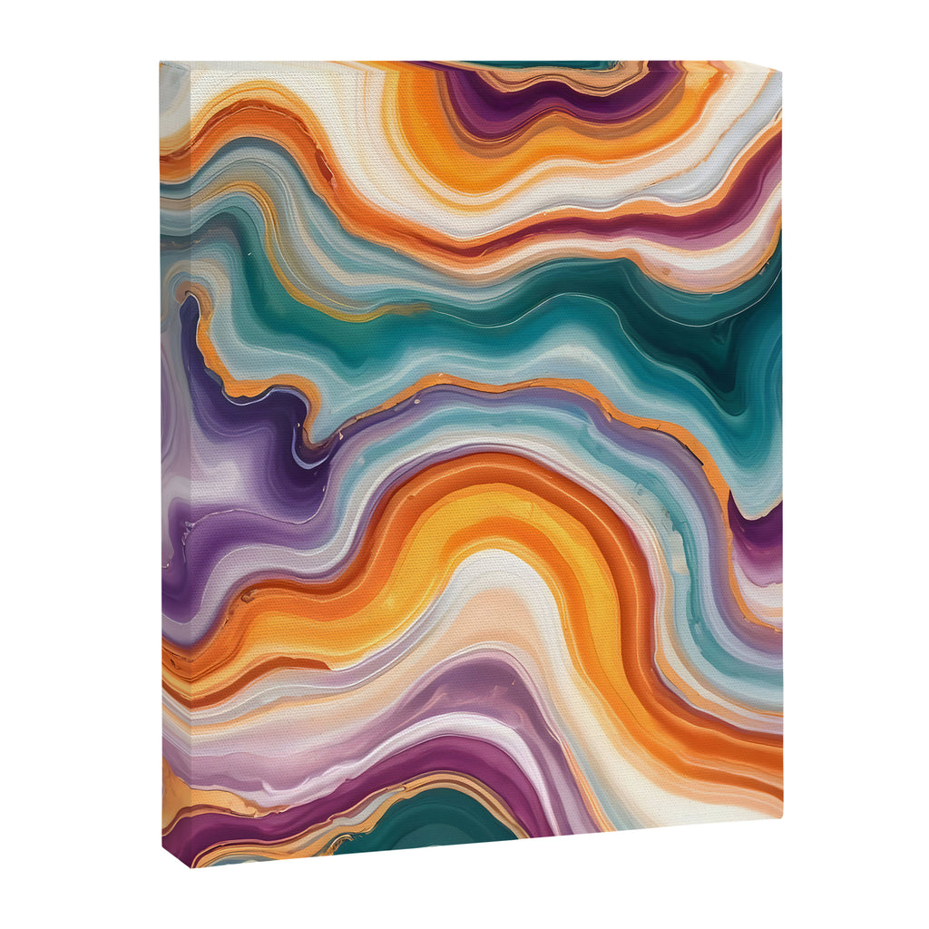 Purple, Teal & Gold Agate, Abstract Texture Nature Pattern, Marble Luxe Eclectic Luxury Stone Rock, Intricate Geometric Bohemian Contemporary Boho Gift Canvas Print Gallery Image 6