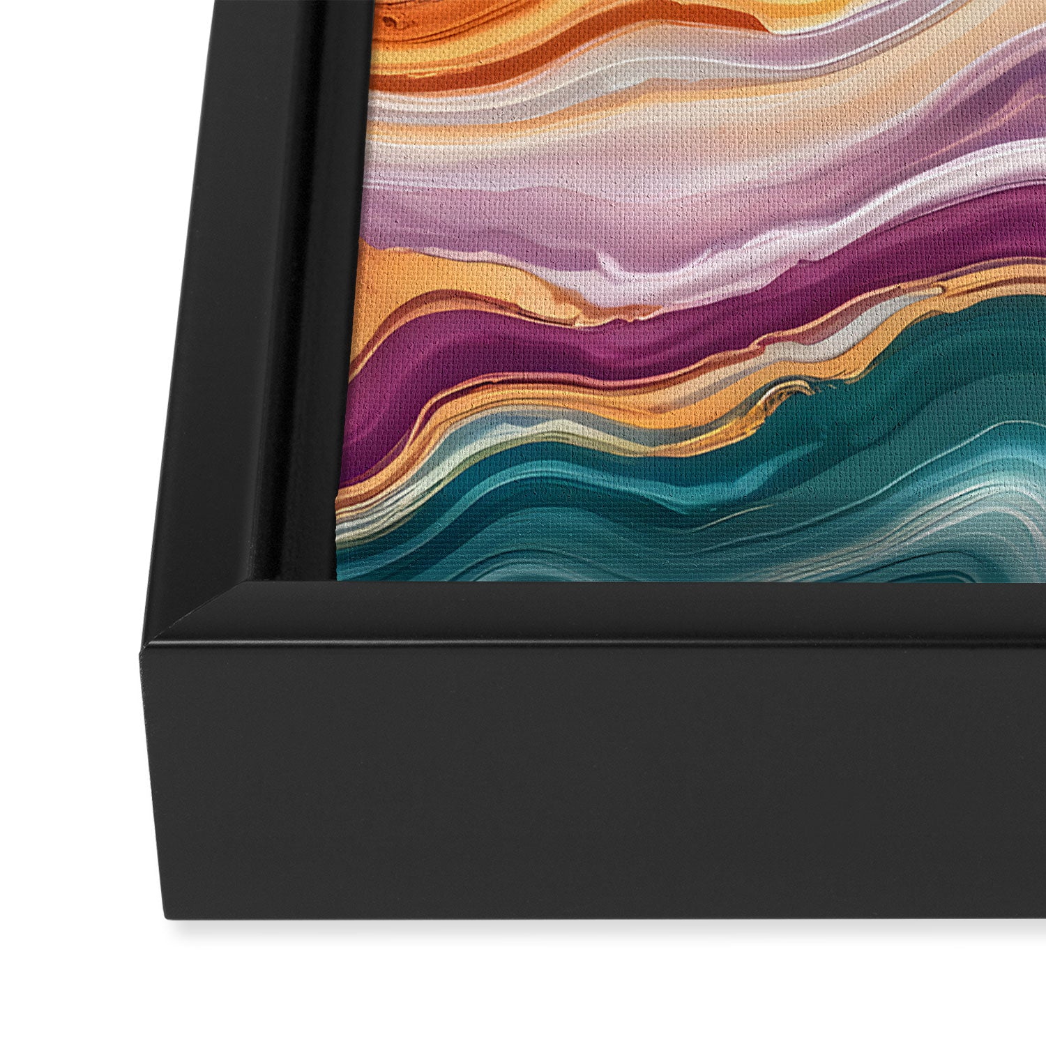 Purple, Teal & Gold Agate, Abstract Texture Nature Pattern, Marble Luxe Eclectic Luxury Stone Rock, Intricate Geometric Bohemian Contemporary Boho Gift Framed Canvas Print Gallery Image 3