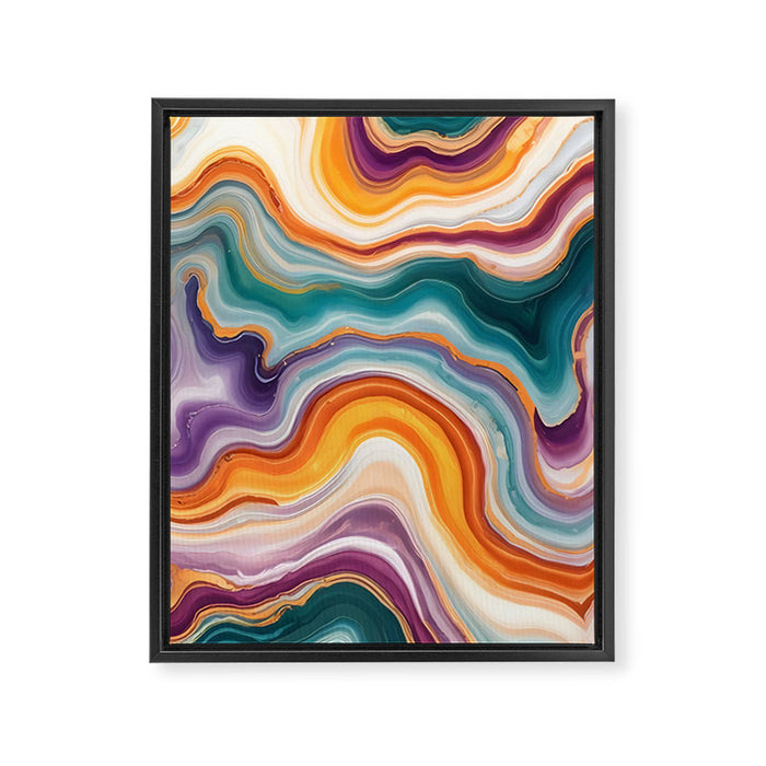 Purple, Teal & Gold Agate, Abstract Texture Nature Pattern, Marble Luxe Eclectic Luxury Stone Rock, Intricate Geometric Bohemian Contemporary Boho Gift Framed Canvas Print Gallery Image 1
