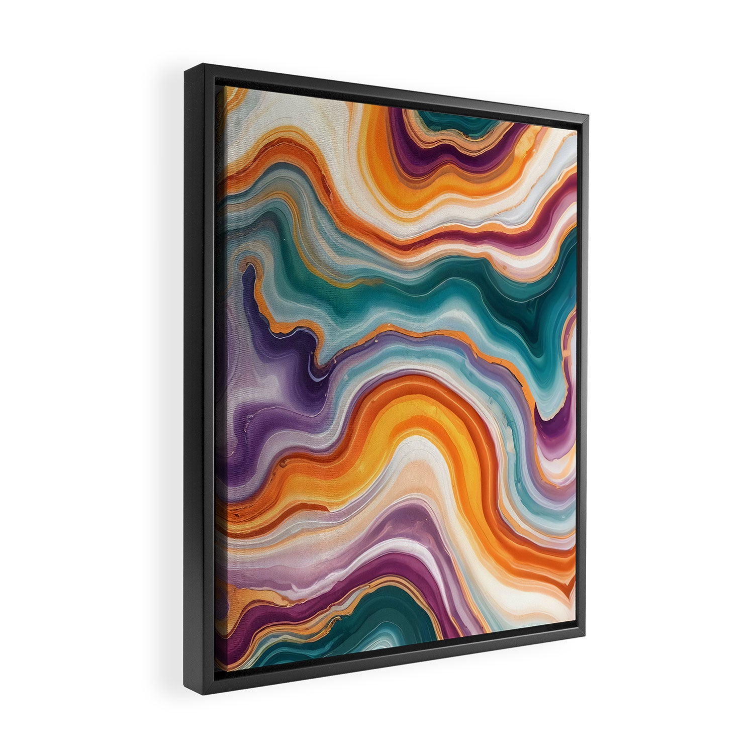 Purple, Teal & Gold Agate, Abstract Texture Nature Pattern, Marble Luxe Eclectic Luxury Stone Rock, Intricate Geometric Bohemian Contemporary Boho Gift Framed Canvas Print Gallery Image 2