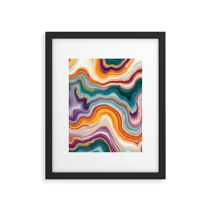 Purple, Teal & Gold Agate, Abstract Texture Nature Pattern, Marble Luxe Eclectic Luxury Stone Rock, Intricate Geometric Bohemian Contemporary Boho Gift Framed Art Print Gallery Image 1