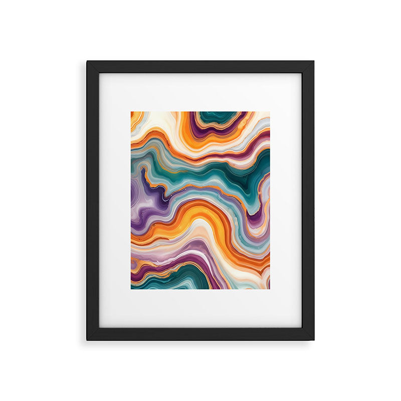 Purple, Teal & Gold Agate, Abstract Texture Nature Pattern, Marble Luxe Eclectic Luxury Stone Rock, Intricate Geometric Bohemian Contemporary Boho Gift Framed Art Print Gallery Image 5