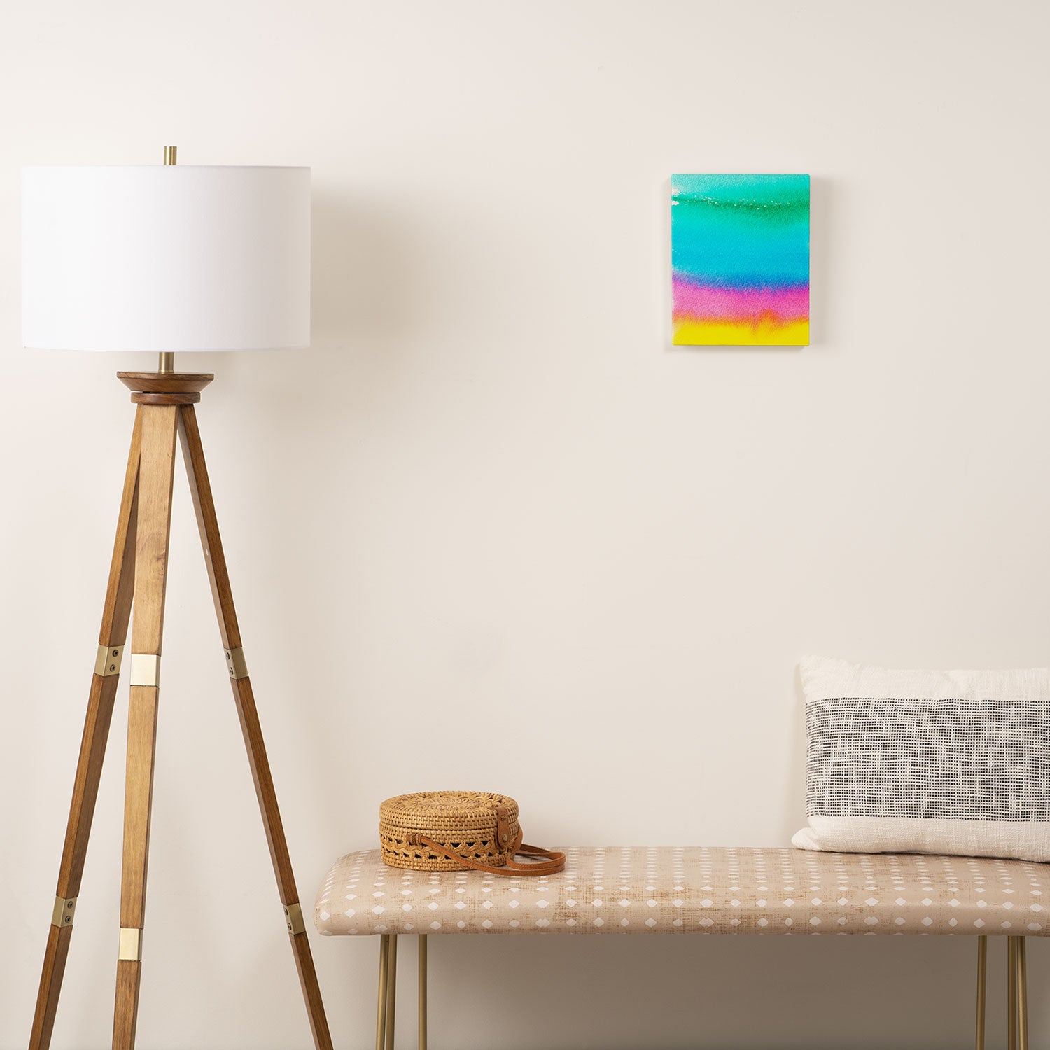 Rainbow, Watercolor Painting Abstract Colorful Fun, Urban Eclectic Contemporary Party Bohemian Canvas Print Gallery Image 2