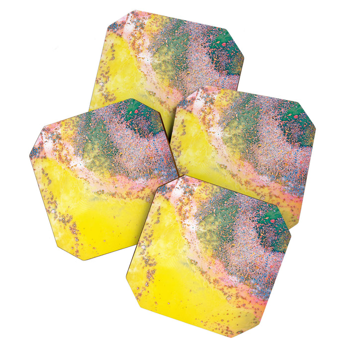 Random Bliss, Abstract Graphic Digital Art, Resin Art Painting Colorful Eclectic Bohemian Coaster Gallery Image 1