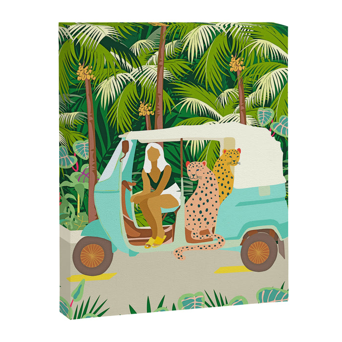 Rikshaw ride with Javan leopards in Bali | Tropical Nature Jungle Bohemian Wildlife Travel Canvas Print Gallery Image 1