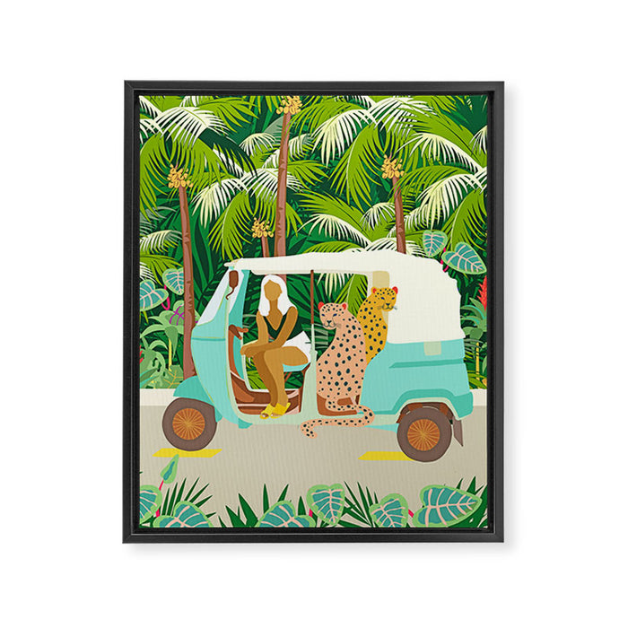 Rikshaw ride with Javan leopards in Bali | Tropical Nature Jungle Bohemian Wildlife Travel Framed Canvas Print Gallery Image 1