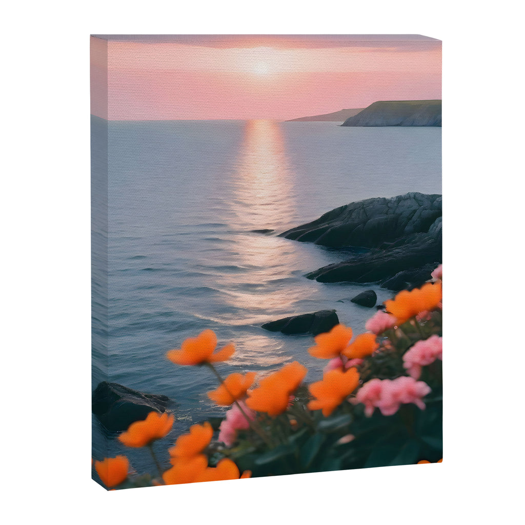 Rocky Beach Sunset, Nature Ocean Landscape Scenic Travel, Mountain Adventure Trek Beach Outdoors, Mindful Photography Canvas Print Gallery Image 6