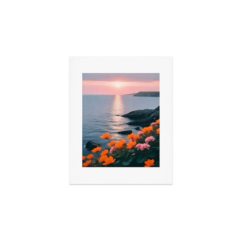 Rocky Beach Sunset, Nature Ocean Landscape Scenic Travel, Mountain Adventure Trek Beach Outdoors, Mindful Photography Art Print Gallery Image 1