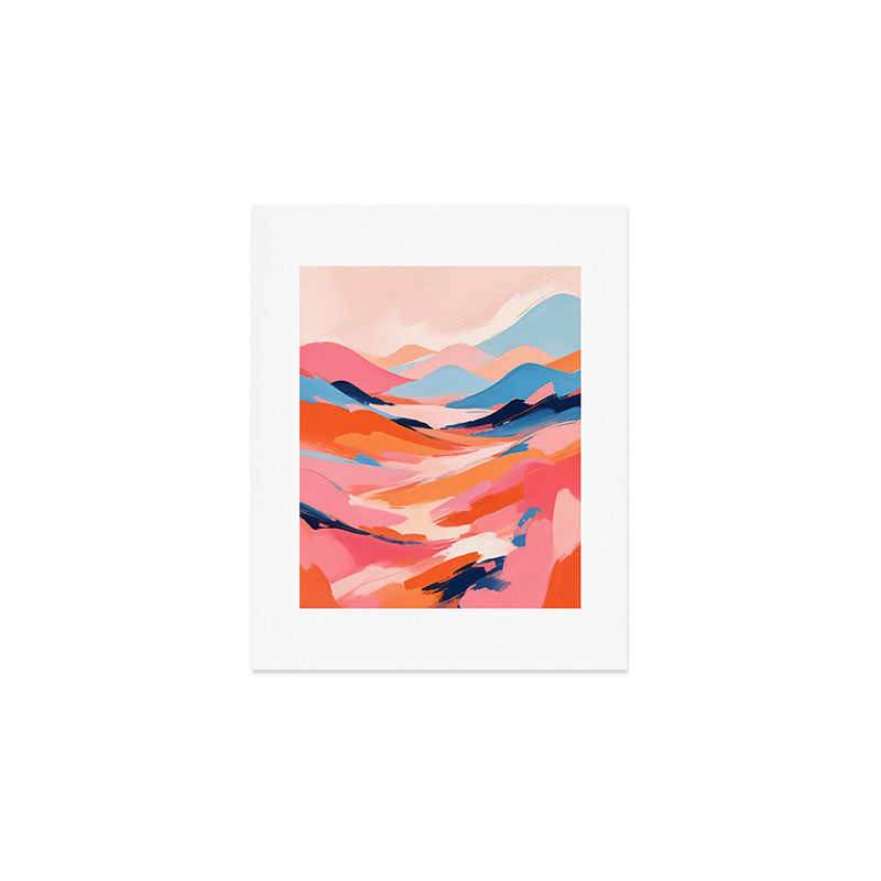 Romance Valley, Pastel Nature Landscape Abstract Painting, Blush Colorful Bright Eclectic, Soft Colors Contemporary Modern Bohemian Art Print Gallery Image 1