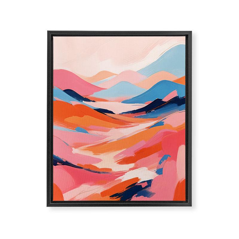 Romance Valley, Pastel Nature Landscape Abstract Painting, Blush Colorful Bright Eclectic, Soft Colors Contemporary Modern Bohemian Framed Canvas Print Gallery Image 6