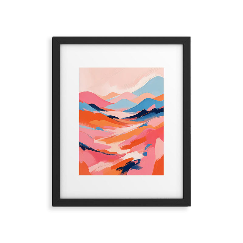 Romance Valley, Pastel Nature Landscape Abstract Painting, Blush Colorful Bright Eclectic, Soft Colors Contemporary Modern Bohemian Framed Art Print Gallery Image 5