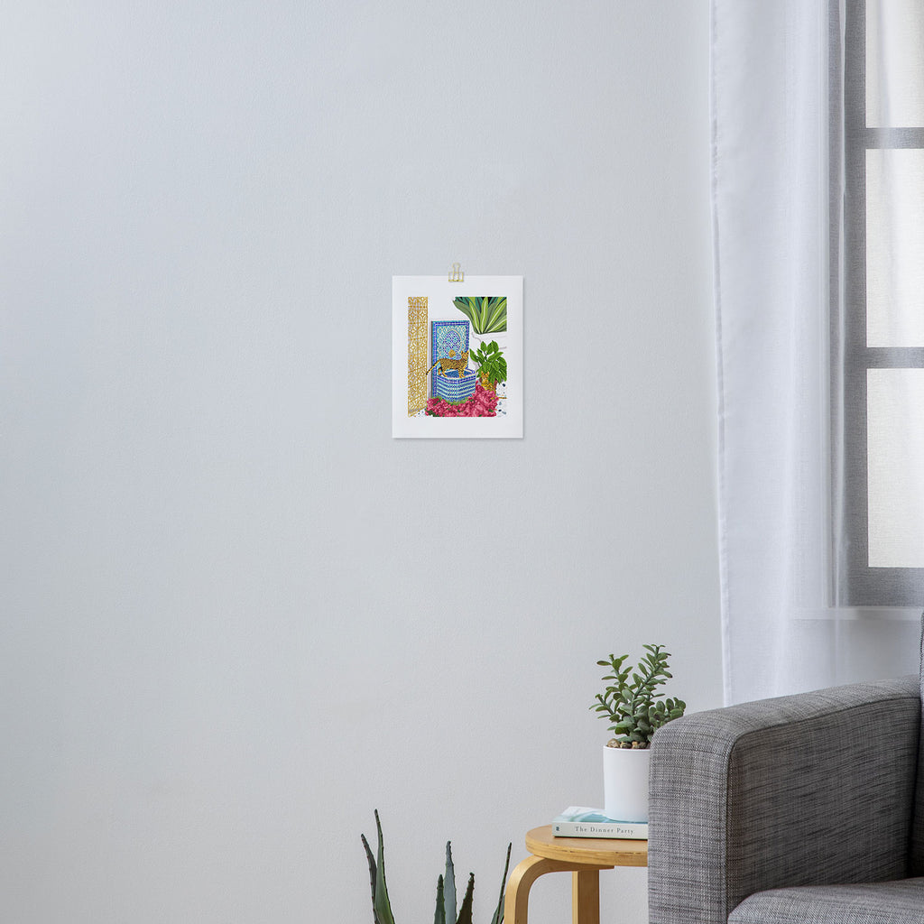 Royal Bengal Cats | Palace Pets & Architecture Building | Exotic Travel Urban Jungle Terrazzo Tiles Art Print Gallery Image 3