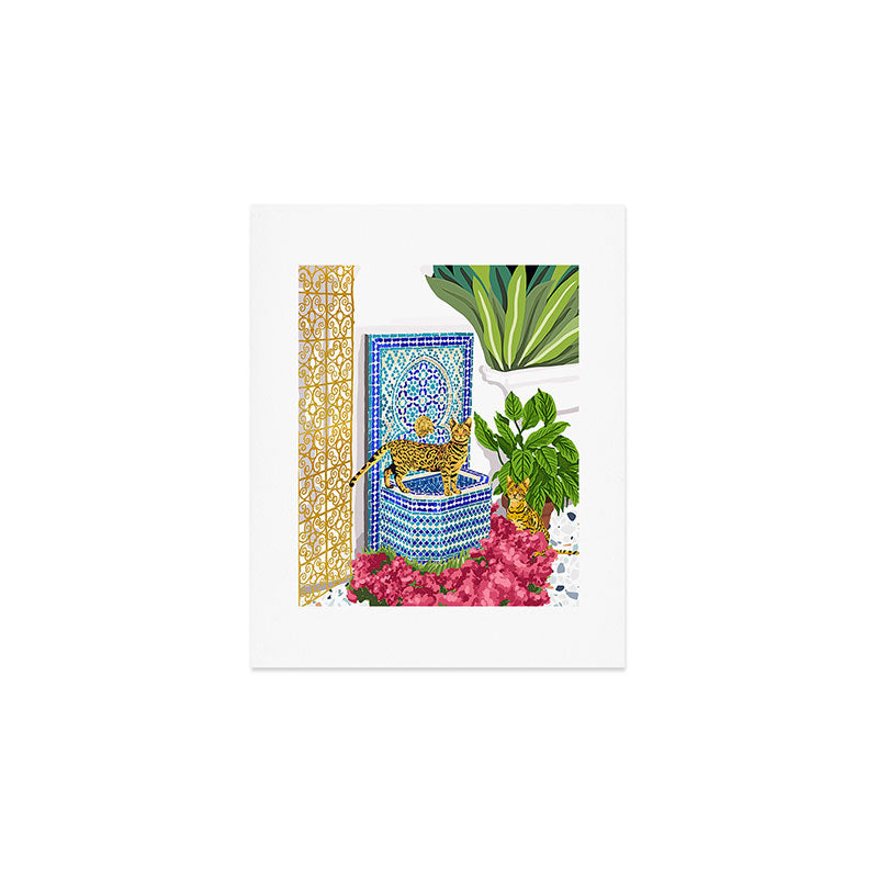 Royal Bengal Cats | Palace Pets & Architecture Building | Exotic Travel Urban Jungle Terrazzo Tiles Art Print Gallery Image 1