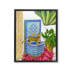 Royal Bengal Cats | Palace Pets & Architecture Building | Exotic Travel Urban Jungle Terrazzo Tiles Framed Canvas Print Gallery Image 8