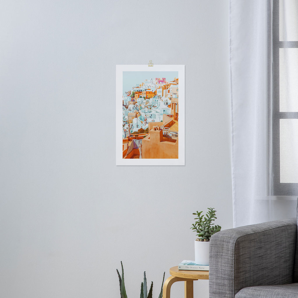 Santorini Vacay | Greece Summer Travel Architecture Buildings | Pastel Beachy Cityscape Photography Art Print Gallery Image 3