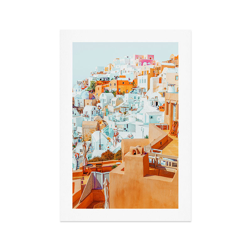 Santorini Vacay | Greece Summer Travel Architecture Buildings | Pastel Beachy Cityscape Photography Art Print Gallery Image 1