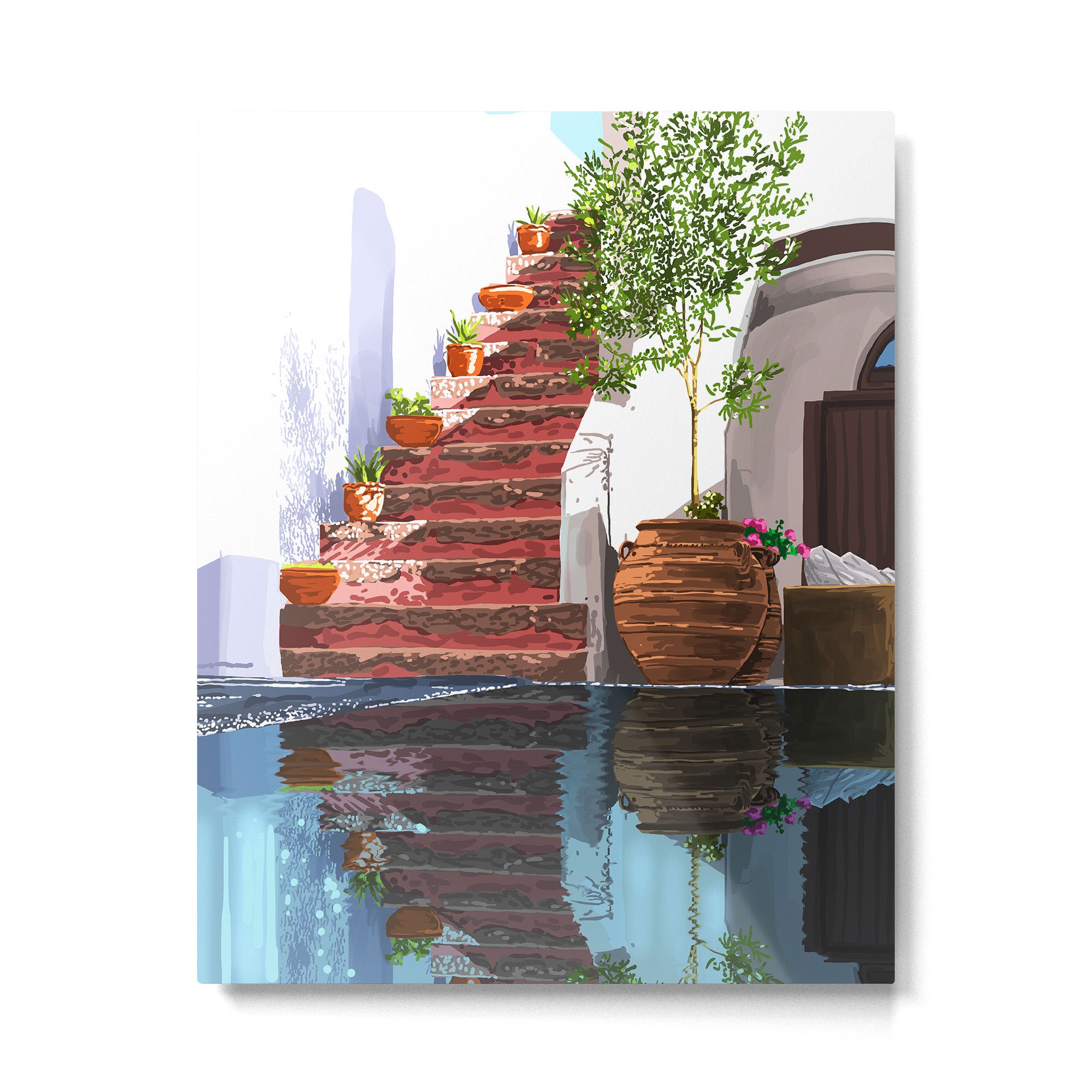 Serenity Weekend | Mindful Travel Greece Architecture | Rustic Earthy Swim Pool | Peace & Positivity Metal Print Gallery Image 4