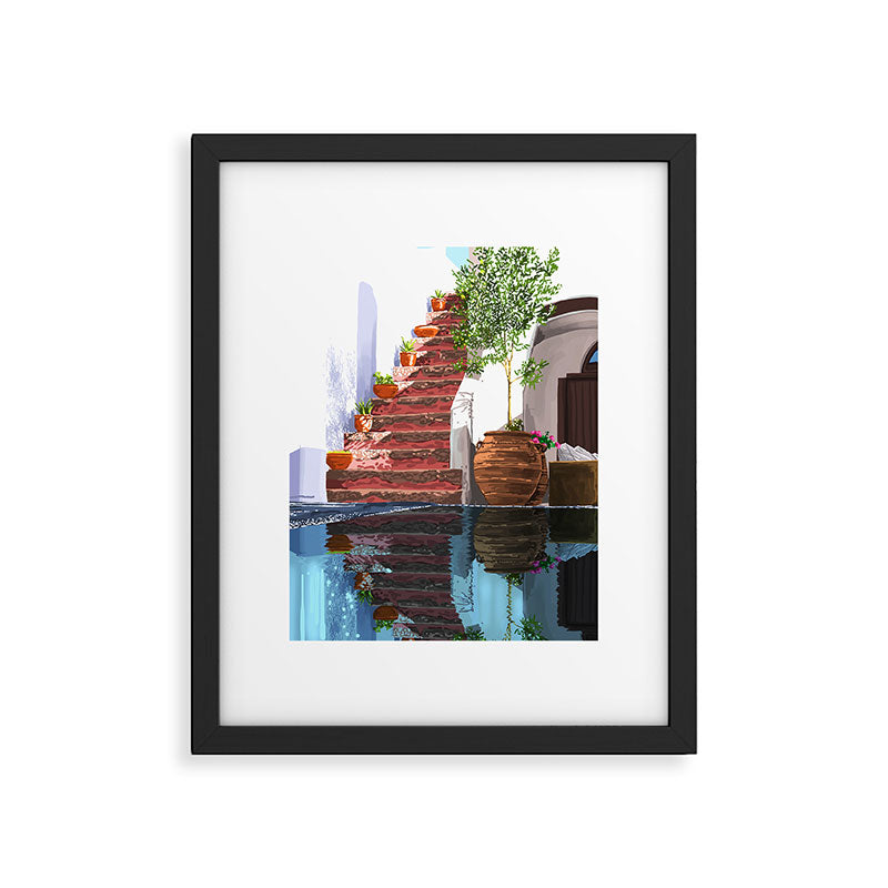 Serenity Weekend | Mindful Travel Greece Architecture | Rustic Earthy Swim Pool | Peace & Positivity Framed Art Print Gallery Image 5
