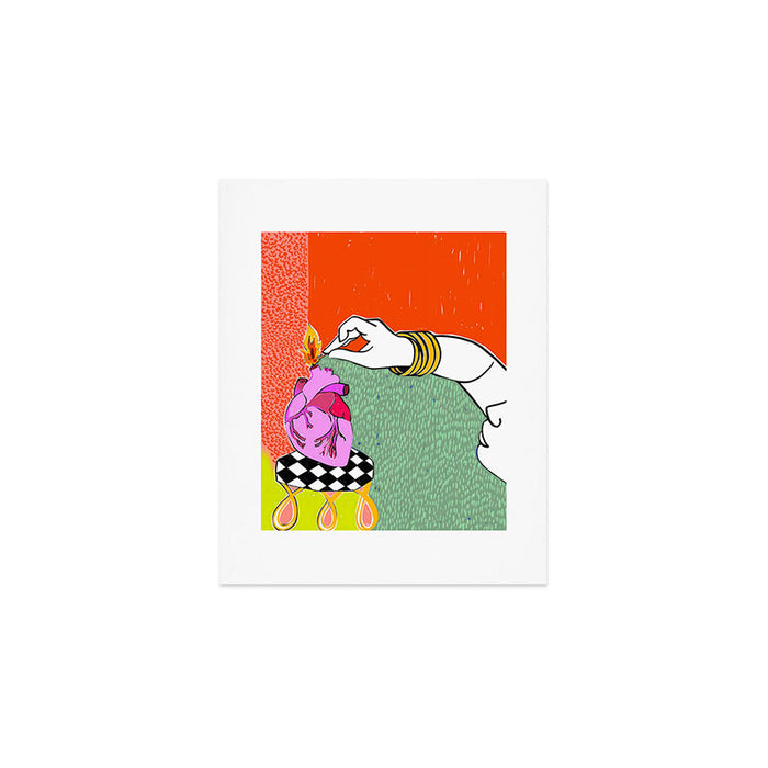 Set My Heart On Fire, Abstract Quirky Maximalist Eclectic, Maximalism Bold Pop of Color Painting, Illustration Pop Art Love  Art Print Gallery Image 1
