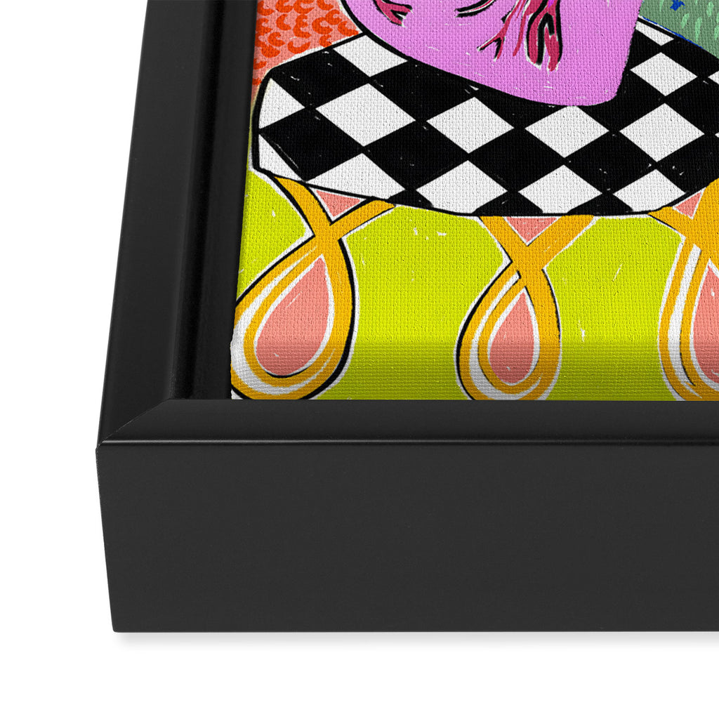 Set My Heart On Fire, Abstract Quirky Maximalist Eclectic, Maximalism Bold Pop of Color Painting, Illustration Pop Art Love  Framed Canvas Print Gallery Image 3