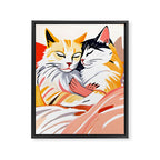 Sleepover, Cats Animals Pets In Love, Affection Cute Companion One Night Stand, Cat Mom Couple Romance Painting Framed Canvas Print Gallery Image 6