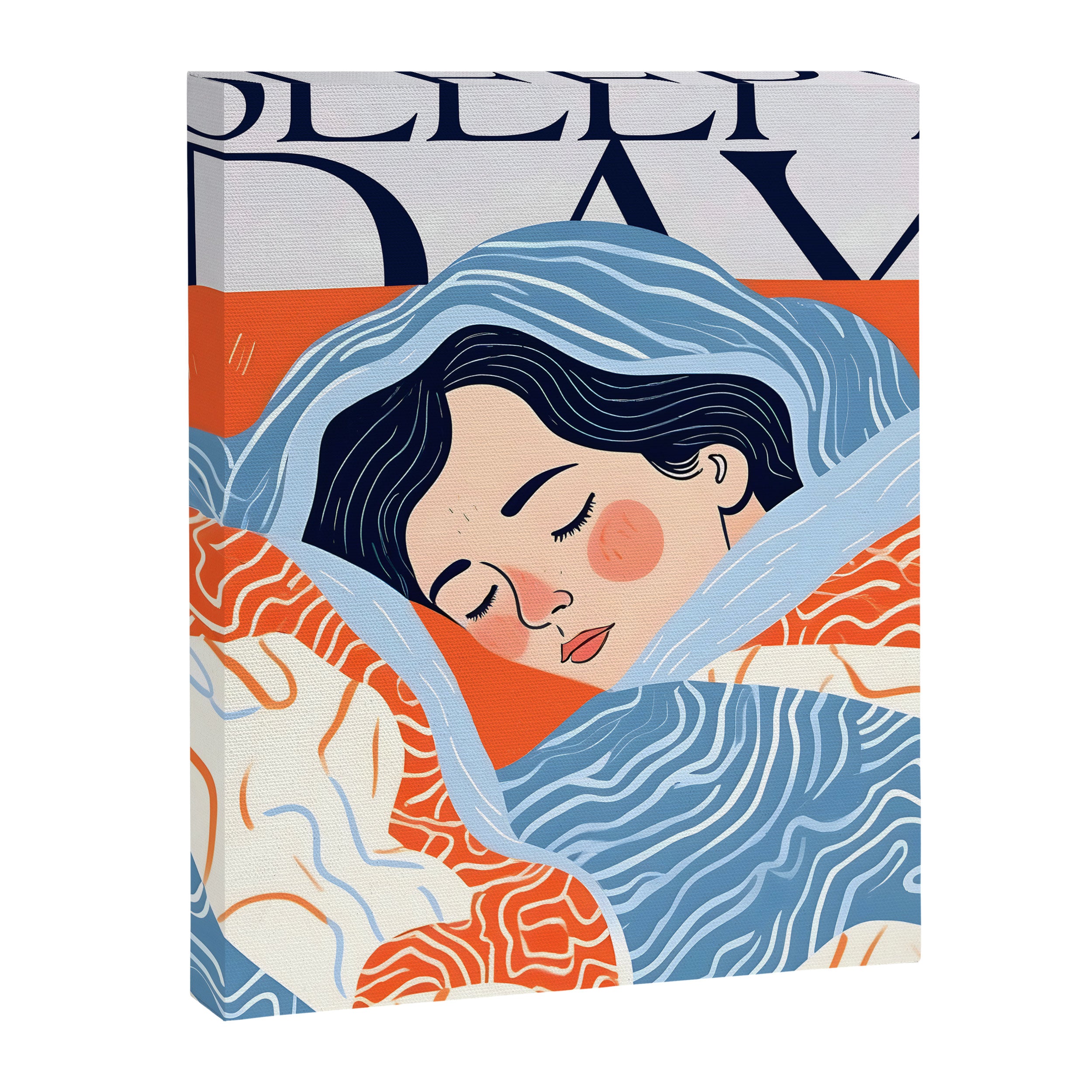 Sleepy Day | Nap Time Bedroom Décor, Eclectic People Relax Rest Illustration, Lazy Bohemian Woman Asleep, Home Blankets Patterns Textures Canvas Print Gallery Image 6