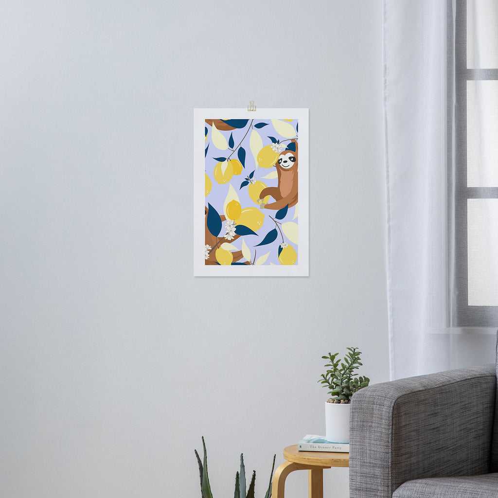 Sloth & Lemons Hangout Art Print Gallery Image 3