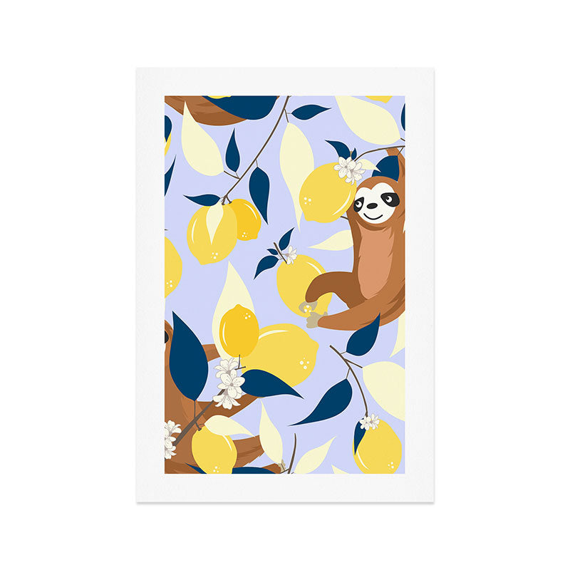 Sloth & Lemons Hangout Art Print Gallery Image 1