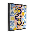 Snakes & Lemons, Whimsical Eclectic Wildlife Animals, Fruit Food Bohemian Summer, Quirky Venom Illustration Moroccan Tiles Framed Canvas Print Gallery Image 2