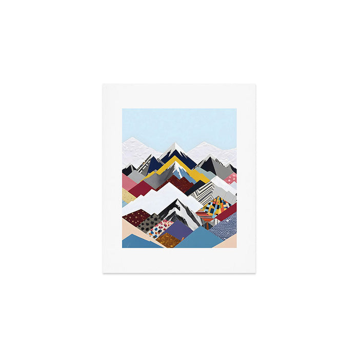 Snowcap Mountains, Graphic Collage Abstract, Eclectic Textures Patterns, Geometric Shapes Nature Landscape Winter Contemporary Art Print Gallery Image 1