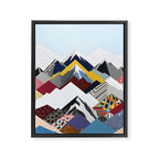 Snowcap Mountains, Graphic Collage Abstract, Eclectic Textures Patterns, Geometric Shapes Nature Landscape Winter Contemporary Framed Canvas Print Gallery Image 6