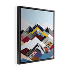 Snowcap Mountains, Graphic Collage Abstract, Eclectic Textures Patterns, Geometric Shapes Nature Landscape Winter Contemporary Framed Canvas Print Gallery Image 2