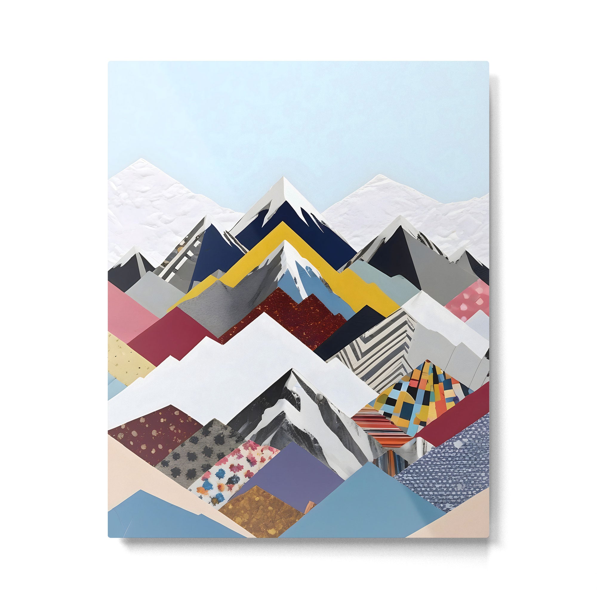 Snowcap Mountains, Graphic Collage Abstract, Eclectic Textures Patterns, Geometric Shapes Nature Landscape Winter Contemporary Metal Print Gallery Image 4