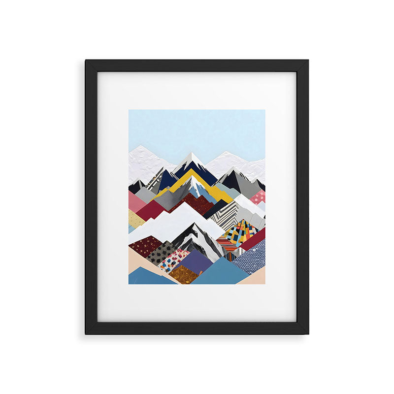 Snowcap Mountains, Graphic Collage Abstract, Eclectic Textures Patterns, Geometric Shapes Nature Landscape Winter Contemporary Framed Art Print Gallery Image 5