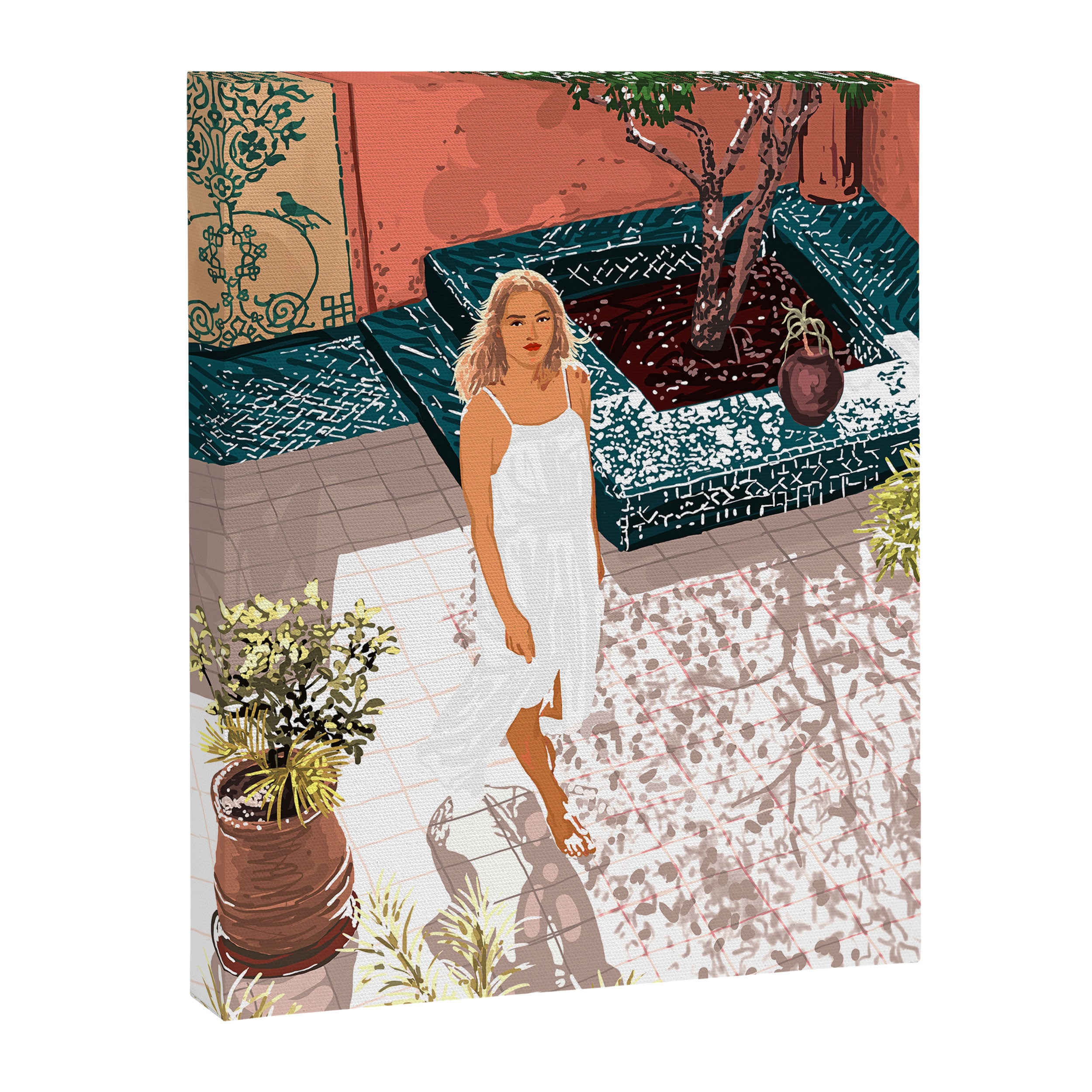 Soaking up the Sun | Bohemian woman Palace Architecture | Buildings Travel Fashion Urban Jungle Canvas Print Gallery Image 6