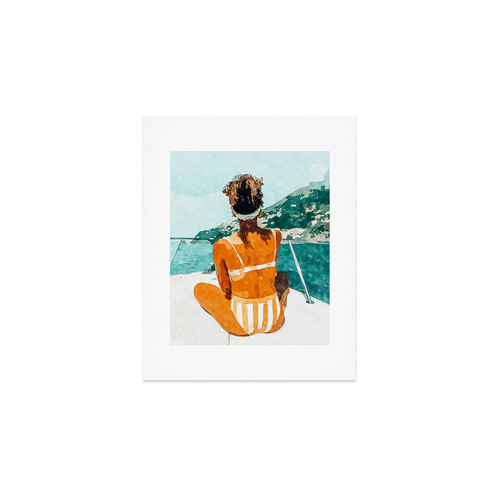 Solo Traveler, Watercolor Black Woman Painting, Travel Tropical Summer Illustration Art Print Gallery Image 1